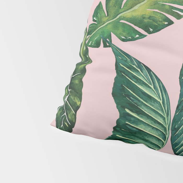 Jungle Leaves, Banana, Monstera II Pink  Pillow Sham Gallery Image 4