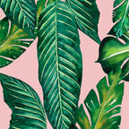 Jungle Leaves, Banana, Monstera II Pink  Coffee Mug Gallery Image 2