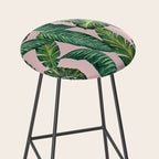 Jungle Leaves, Banana, Monstera II Pink  Stool Gallery Image 2