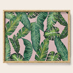 Jungle Leaves, Banana, Monstera II Pink  Serving Tray Gallery Image 1