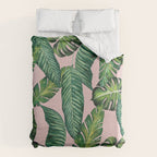 Jungle Leaves, Banana, Monstera II Pink  Duvet Cover Gallery Image 6