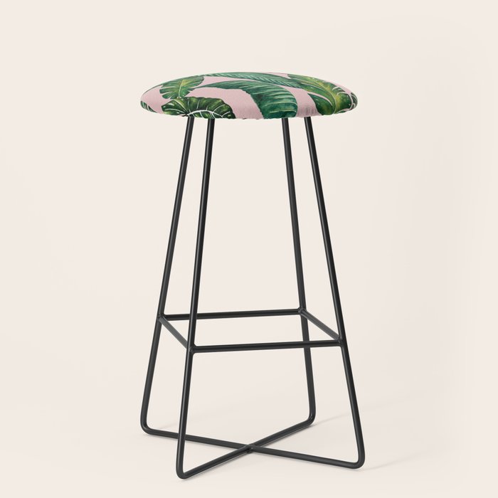 Jungle Leaves, Banana, Monstera II Pink  Stool Gallery Image 1