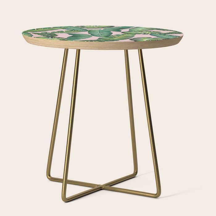 Jungle Leaves, Banana, Monstera II Pink  Side Table Gallery Image 1