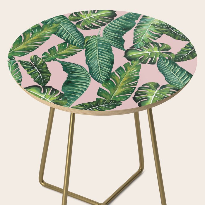 Jungle Leaves, Banana, Monstera II Pink  Side Table Gallery Image 2