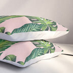 Jungle Leaves, Banana, Monstera II Pink  Pillow Sham Gallery Image 3