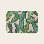 Jungle Leaves, Banana, Monstera II Pink  Bath Mat Gallery Image 1