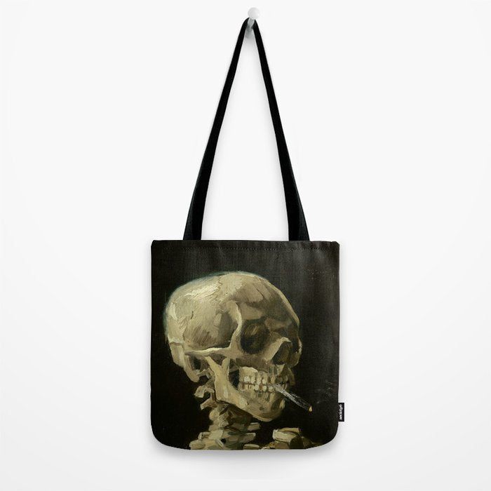 Vincent van Gogh - Skull of a Skeleton with Burning Cigarette Tote Bag Gallery Image 2