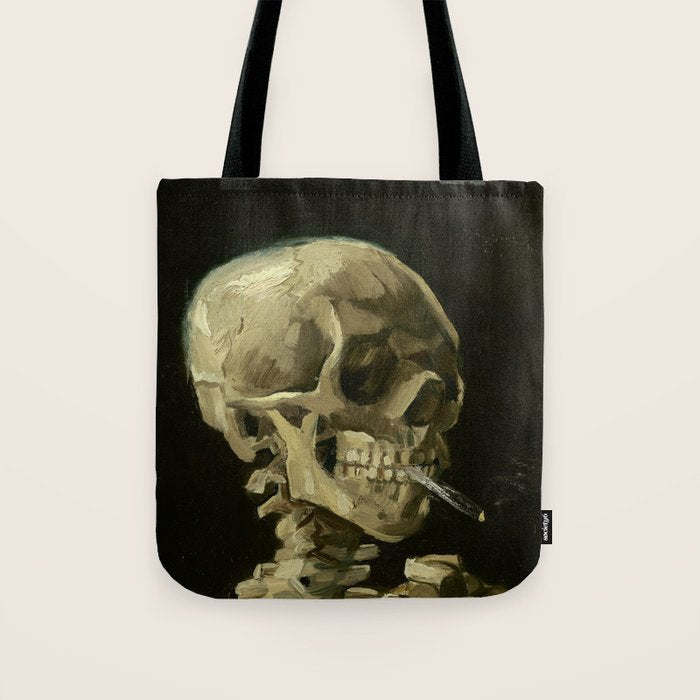 Vincent van Gogh - Skull of a Skeleton with Burning Cigarette Tote Bag Gallery Image 1