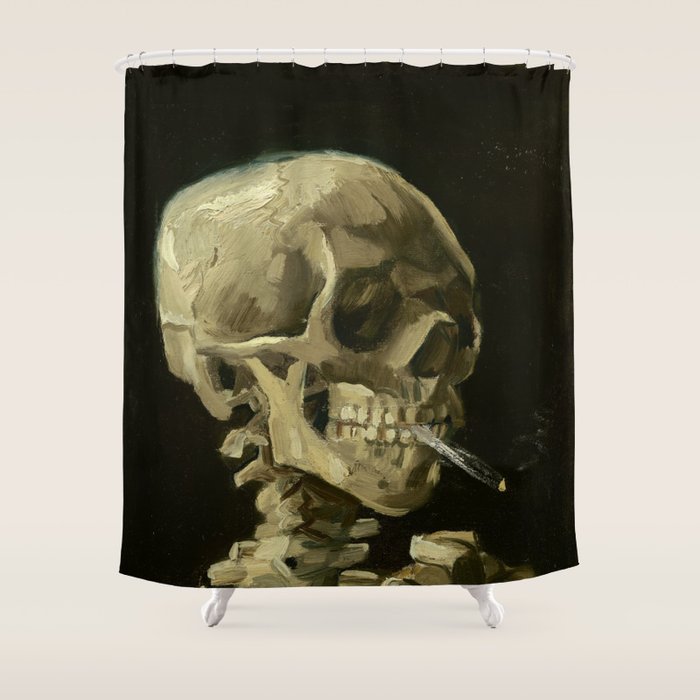 Vincent van Gogh - Skull of a Skeleton with Burning Cigarette Shower Curtain Gallery Image 1