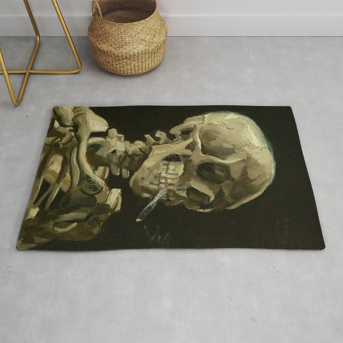 Vincent van Gogh - Skull of a Skeleton with Burning Cigarette Rug Gallery Image 1