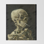 Vincent van Gogh - Skull of a Skeleton with Burning Cigarette Throw Blanket Gallery Image 2