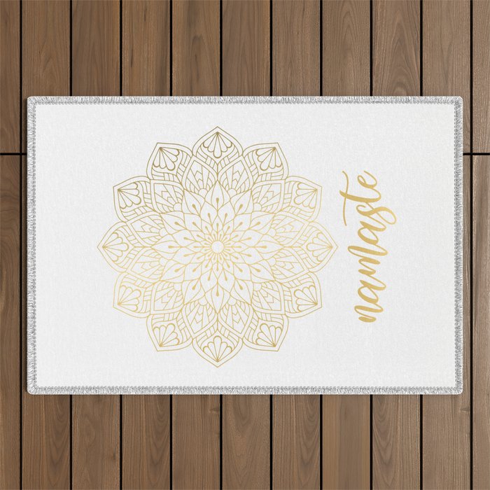 Namaste Gold Mandala Design Outdoor Rug Gallery Image 1