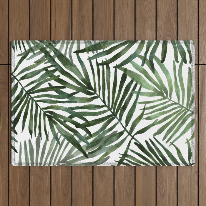 Watercolor simple leaves Outdoor Rug Gallery Image 1