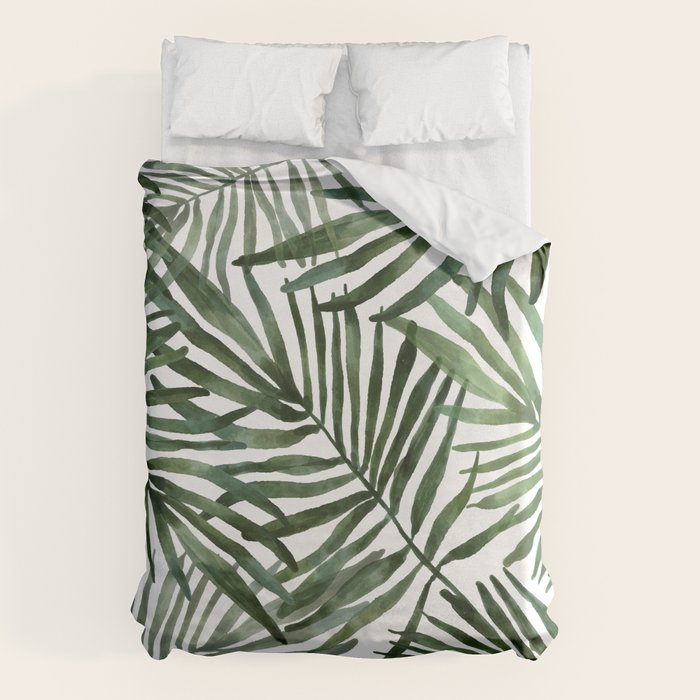Watercolor simple leaves Duvet Cover Gallery Image 1