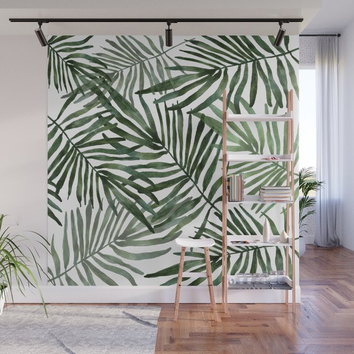 Watercolor simple leaves Wall Mural Gallery Image 1