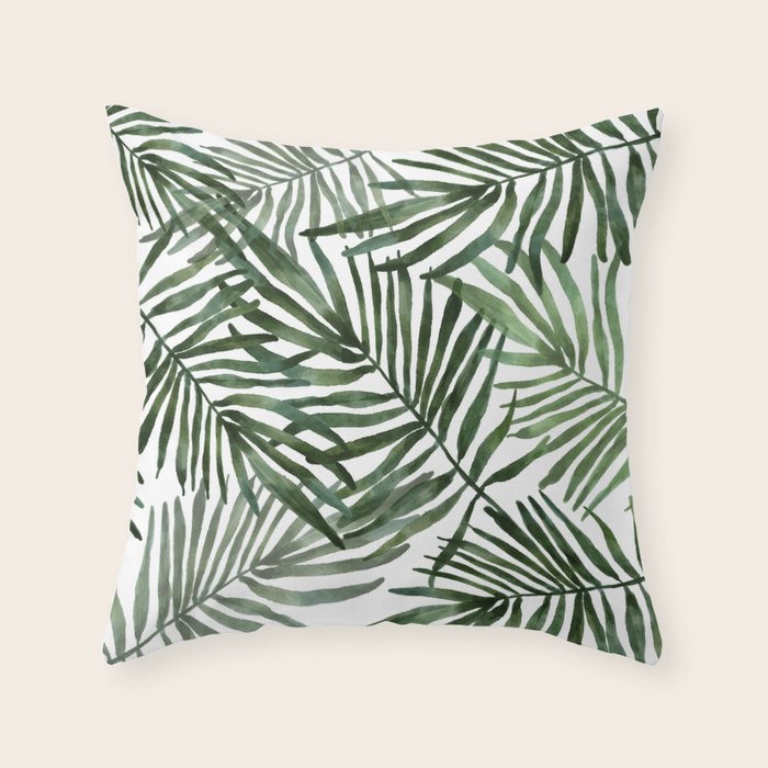 Watercolor simple leaves Throw Pillow Gallery Image 1