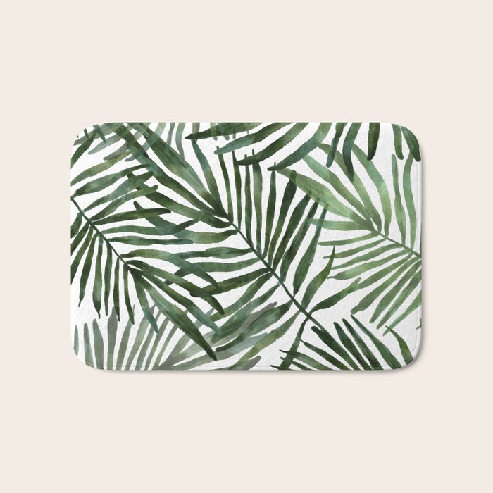 Watercolor simple leaves Bath Mat Gallery Image 1
