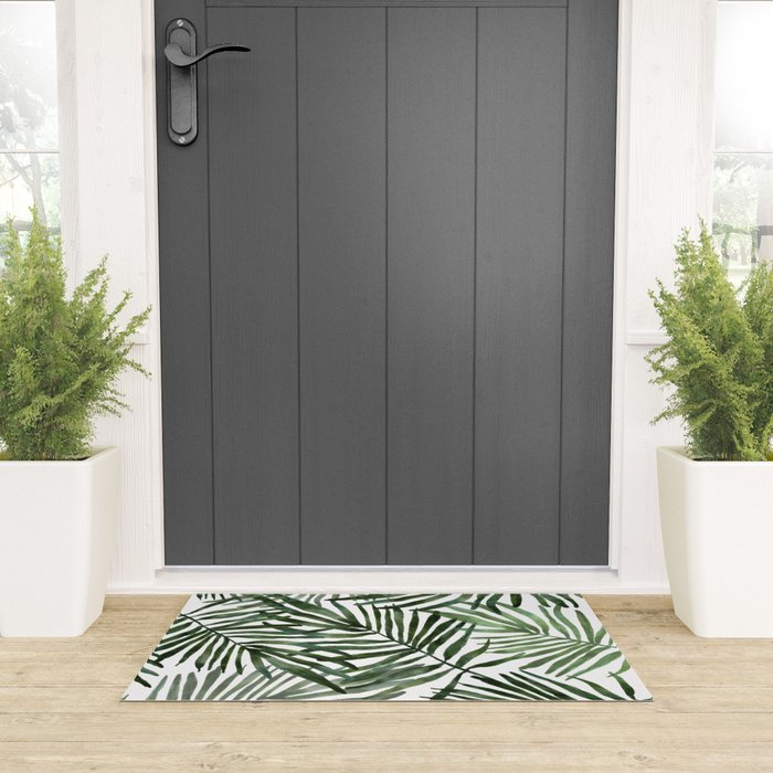 Watercolor simple leaves Welcome Mat Gallery Image 3