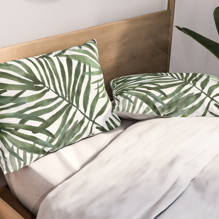 Watercolor simple leaves Pillow Sham Gallery Image 2