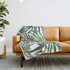 Watercolor simple leaves Throw Blanket Gallery Image 1