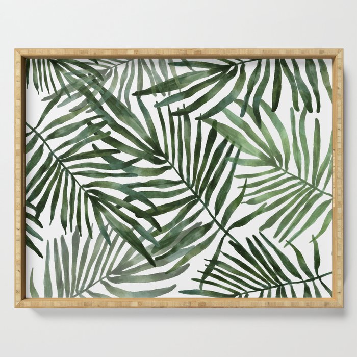 Watercolor simple leaves Serving Tray Gallery Image 1