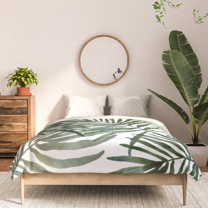 Watercolor simple leaves Comforter Gallery Image 3