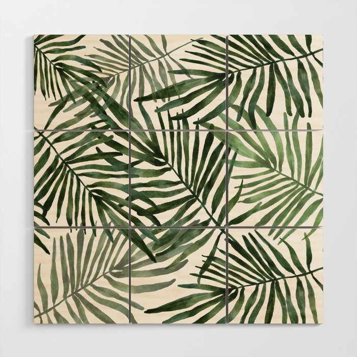 Watercolor simple leaves Wood Wall Art Gallery Image 1