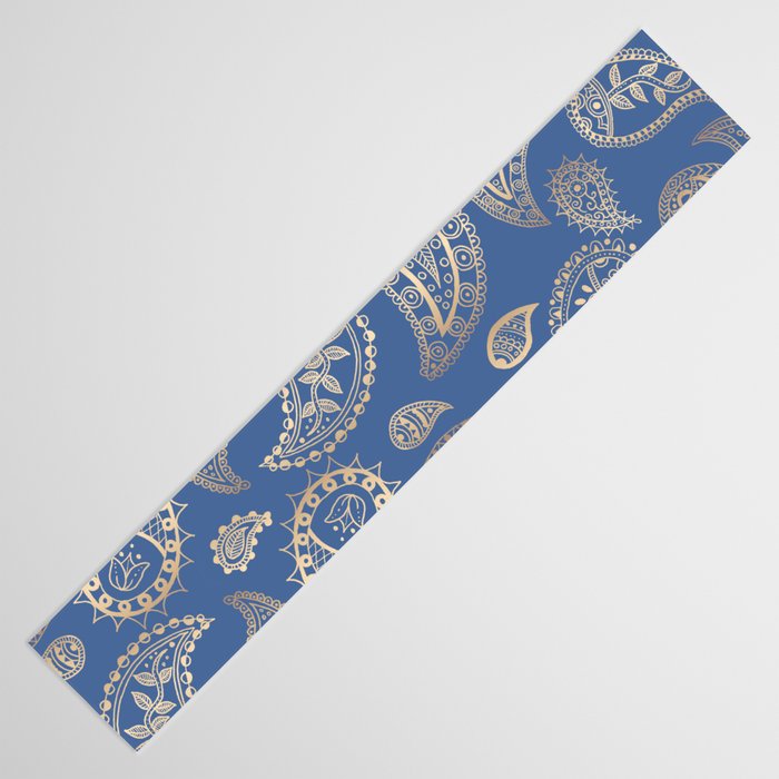 Classic blue and gold paisley Table Runner Gallery Image 3