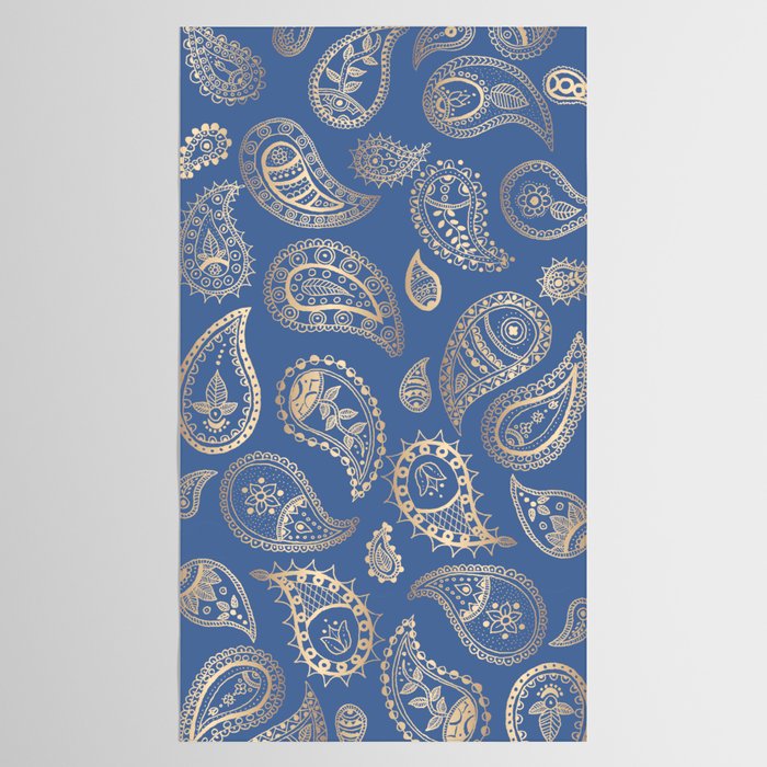 Classic blue and gold paisley Tablecloth Gallery Image 2