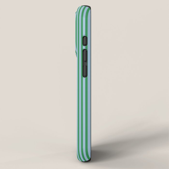 Ultra Fine Stripes Vertical Minimalist Pattern in Contemporary Green and Light Blue iPhone Case Gallery Image 2