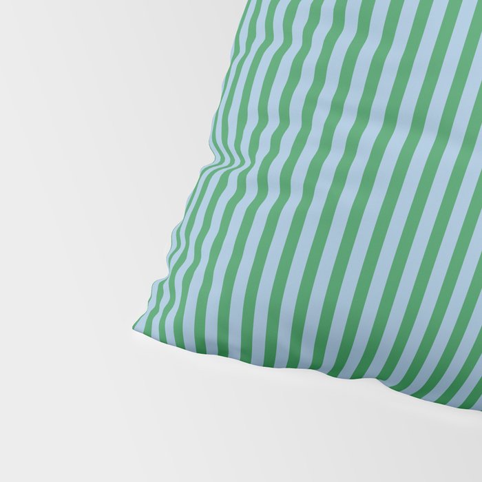 Ultra Fine Stripes Vertical Minimalist Pattern in Contemporary Green and Light Blue Pillow Sham Gallery Image 4