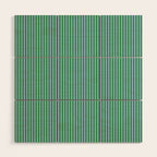 Ultra Fine Stripes Vertical Minimalist Pattern in Contemporary Green and Light Blue Wood Wall Art Gallery Image 1
