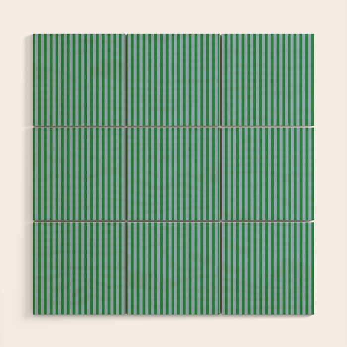 Ultra Fine Stripes Vertical Minimalist Pattern in Contemporary Green and Light Blue Wood Wall Art Gallery Image 1