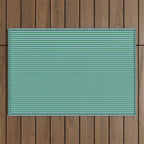 Ultra Fine Stripes Vertical Minimalist Pattern in Contemporary Green and Light Blue Outdoor Rug Gallery Image 1
