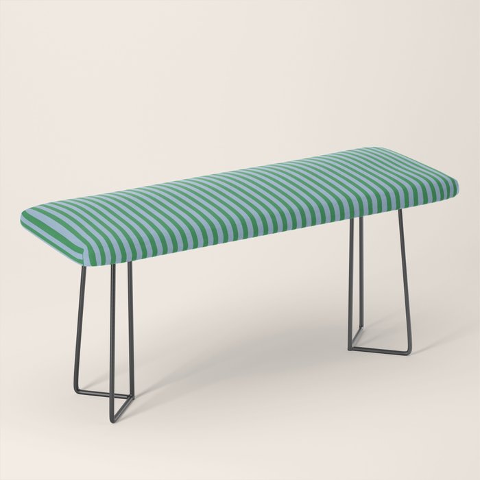 Ultra Fine Stripes Vertical Minimalist Pattern in Contemporary Green and Light Blue Bench Gallery Image 1