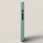 Ultra Fine Stripes Vertical Minimalist Pattern in Contemporary Green and Light Blue iPhone Case Gallery Image 2