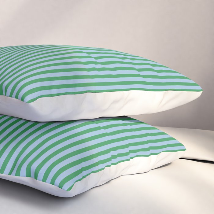 Ultra Fine Stripes Vertical Minimalist Pattern in Contemporary Green and Light Blue Pillow Sham Gallery Image 3