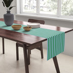 Ultra Fine Stripes Vertical Minimalist Pattern in Contemporary Green and Light Blue Table Runner Gallery Image 2