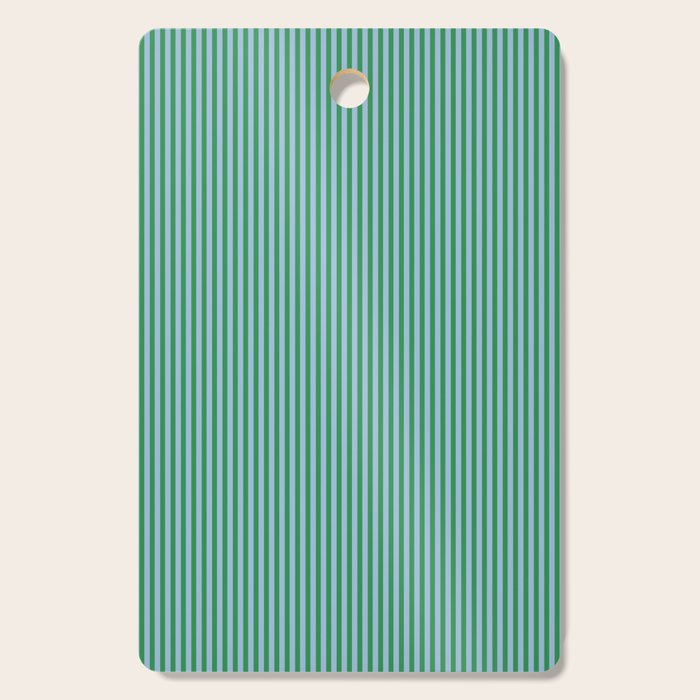 Ultra Fine Stripes Vertical Minimalist Pattern in Contemporary Green and Light Blue Cutting Board Gallery Image 1