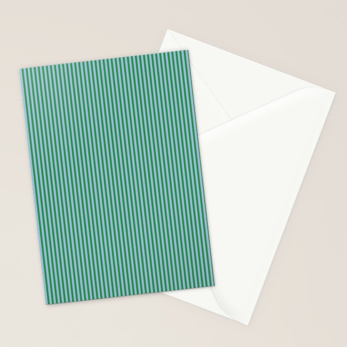 Ultra Fine Stripes Vertical Minimalist Pattern in Contemporary Green and Light Blue Stationery Card Gallery Image 2