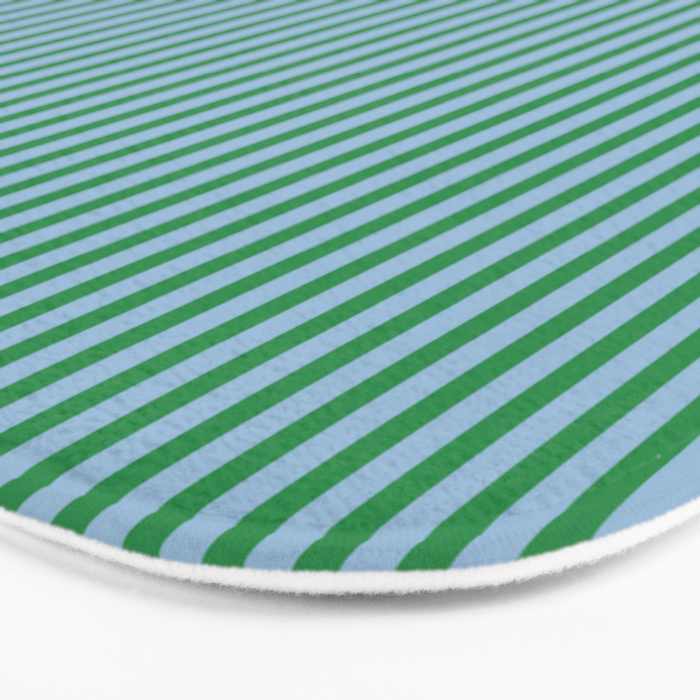 Ultra Fine Stripes Vertical Minimalist Pattern in Contemporary Green and Light Blue Bath Mat Gallery Image 3