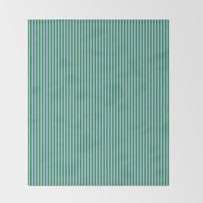 Ultra Fine Stripes Vertical Minimalist Pattern in Contemporary Green and Light Blue Throw Blanket Gallery Image 2