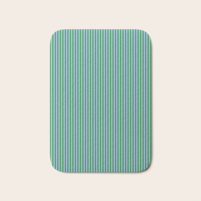 Ultra Fine Stripes Vertical Minimalist Pattern in Contemporary Green and Light Blue Bath Mat Gallery Image 1