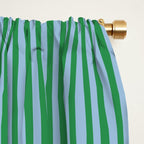 Ultra Fine Stripes Vertical Minimalist Pattern in Contemporary Green and Light Blue Window Curtain Gallery Image 2