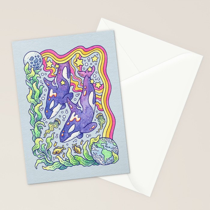 Orcas of Earth | Ocean Conservation Art Stationery Card Gallery Image 2