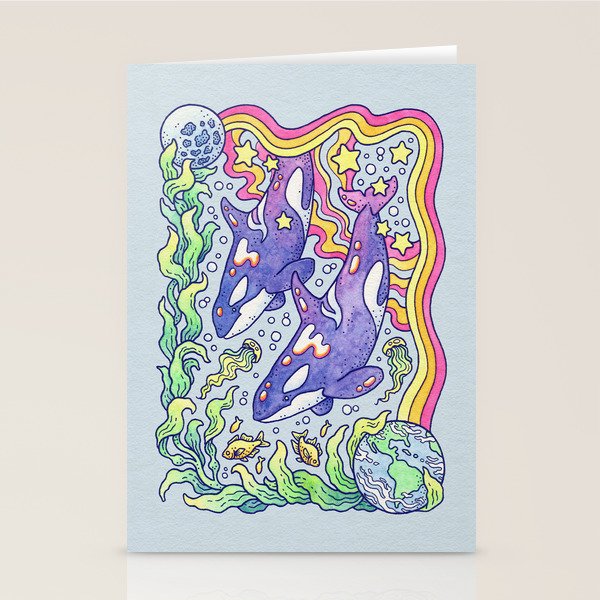 Orcas of Earth | Ocean Conservation Art Stationery Card Gallery Image 1