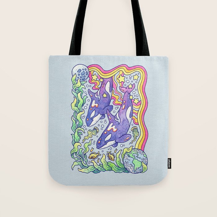 Orcas of Earth | Ocean Conservation Art Tote Bag Gallery Image 1