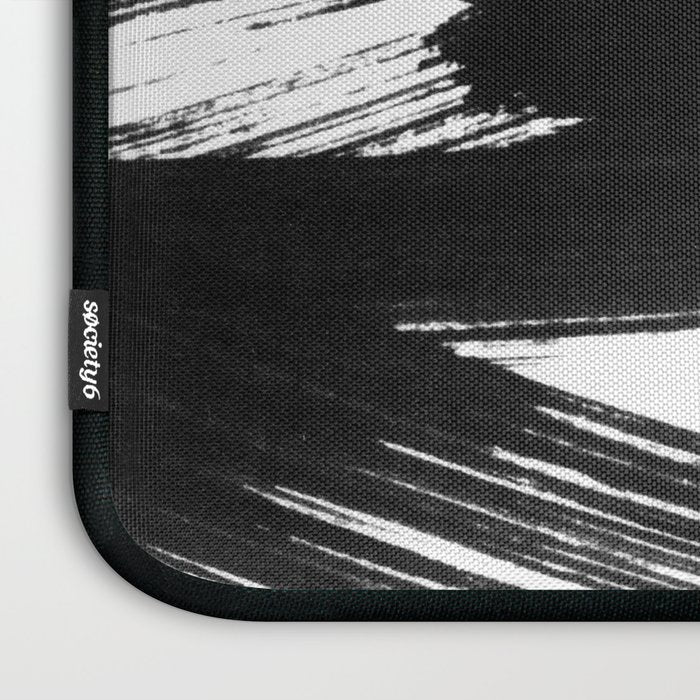 Gestural Abstract Black and White Brush Strokes Laptop Sleeve Gallery Image 3