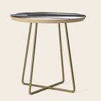 Gestural Abstract Black and White Brush Strokes Side Table Gallery Image 1