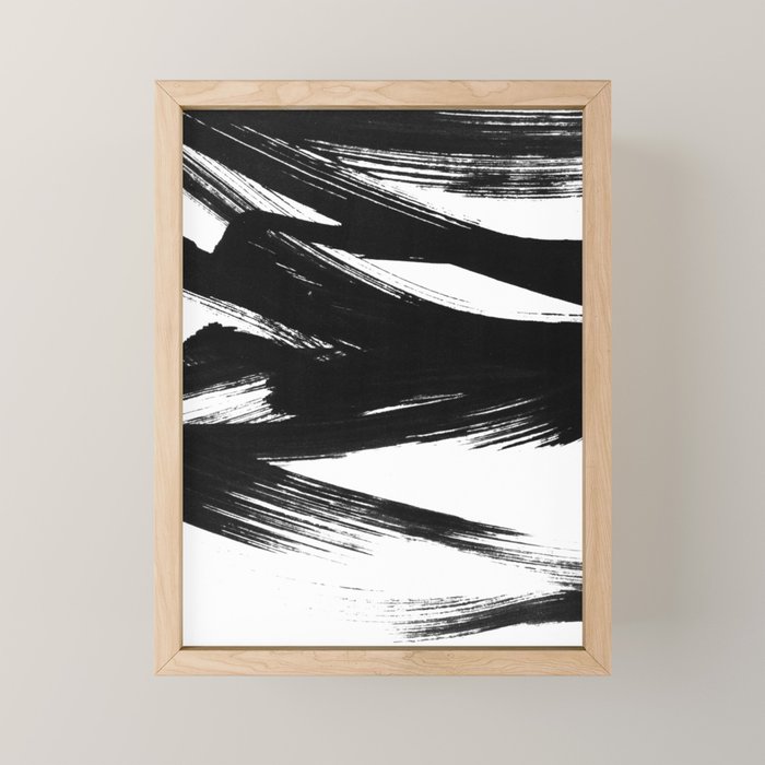 Gestural Abstract Black and White Brush Strokes Mini Art Print Gallery Image 1